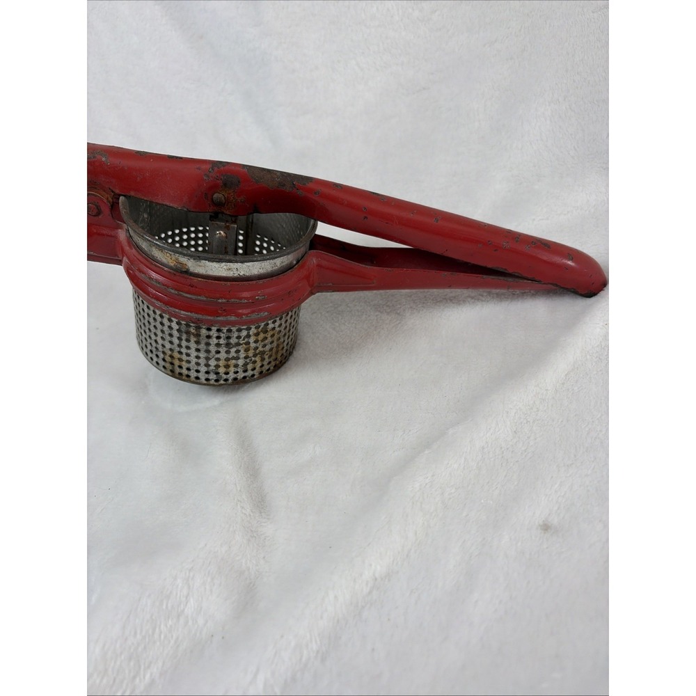 Potato Ricer Masher/ Decor Red Metal Handle Areas of use Retro Functional Vintag